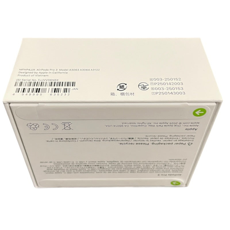 【新品】【Apple】アップル AirPods Pro3 MFHP4J/A オーディオ機器 ユニセックス 新品未使用品 エアポッズ3 インイヤーアクティブノイズキャンセリング