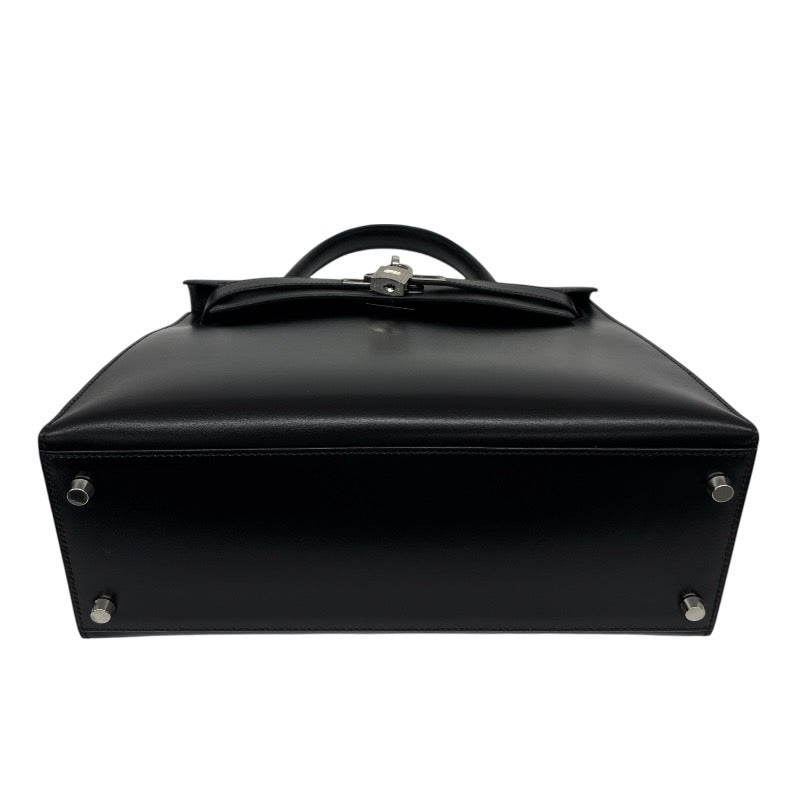 【HERMES】エルメス ケリー28 外縫い ハンドバッグ ボックスカーフ レディース □E刻印 2001年製造 黒 ブラック 2WAY シルバー金具