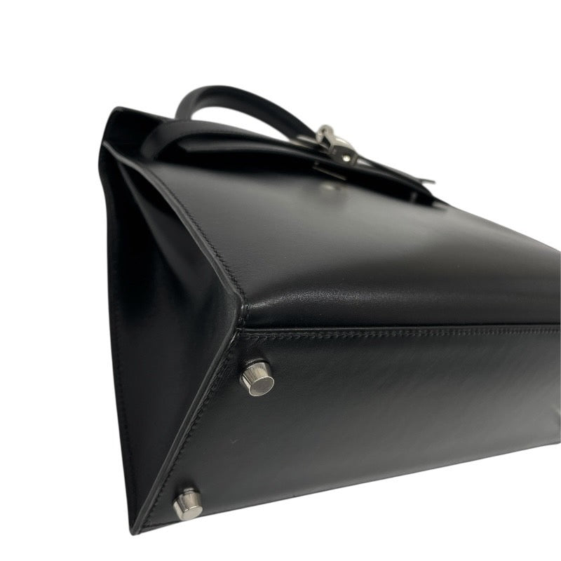 【HERMES】エルメス ケリー28 外縫い ハンドバッグ ボックスカーフ レディース □E刻印 2001年製造 黒 ブラック 2WAY シルバー金具