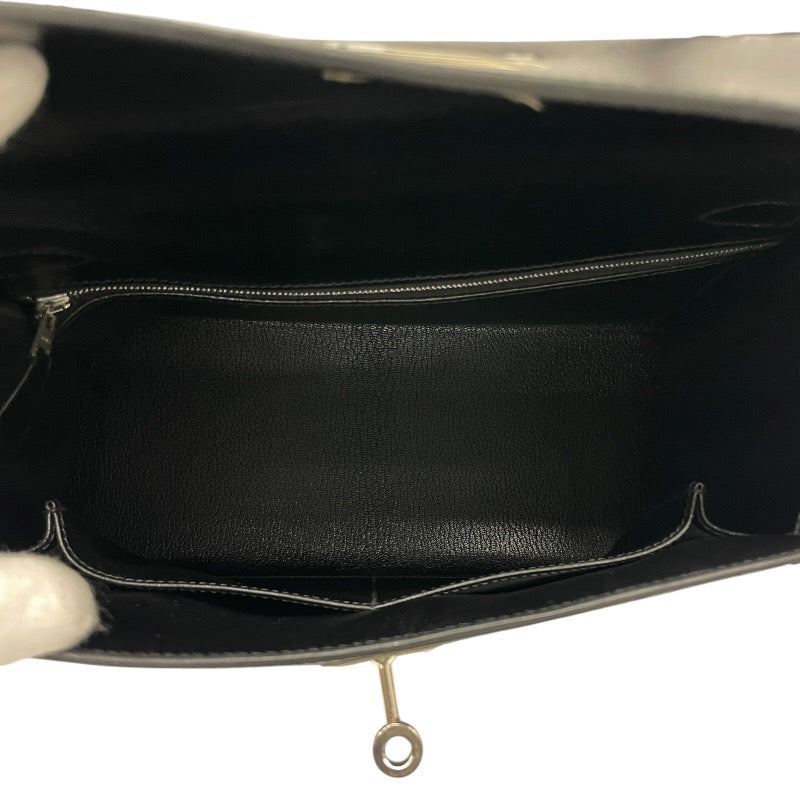【HERMES】エルメス ケリー28 外縫い ハンドバッグ ボックスカーフ レディース □E刻印 2001年製造 黒 ブラック 2WAY シルバー金具