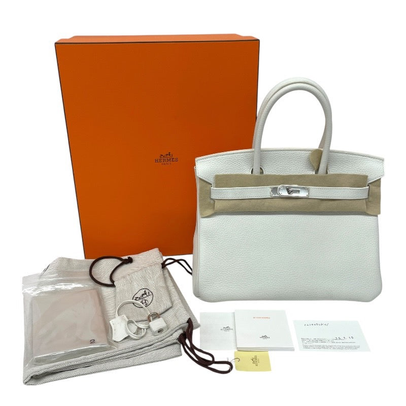 【HERMES】エルメス バーキン30 ハンドバッグ トリヨンクレマンス レディース X刻印 2016年製造 BLANC ブラン 白 ホワイト シルバー金具