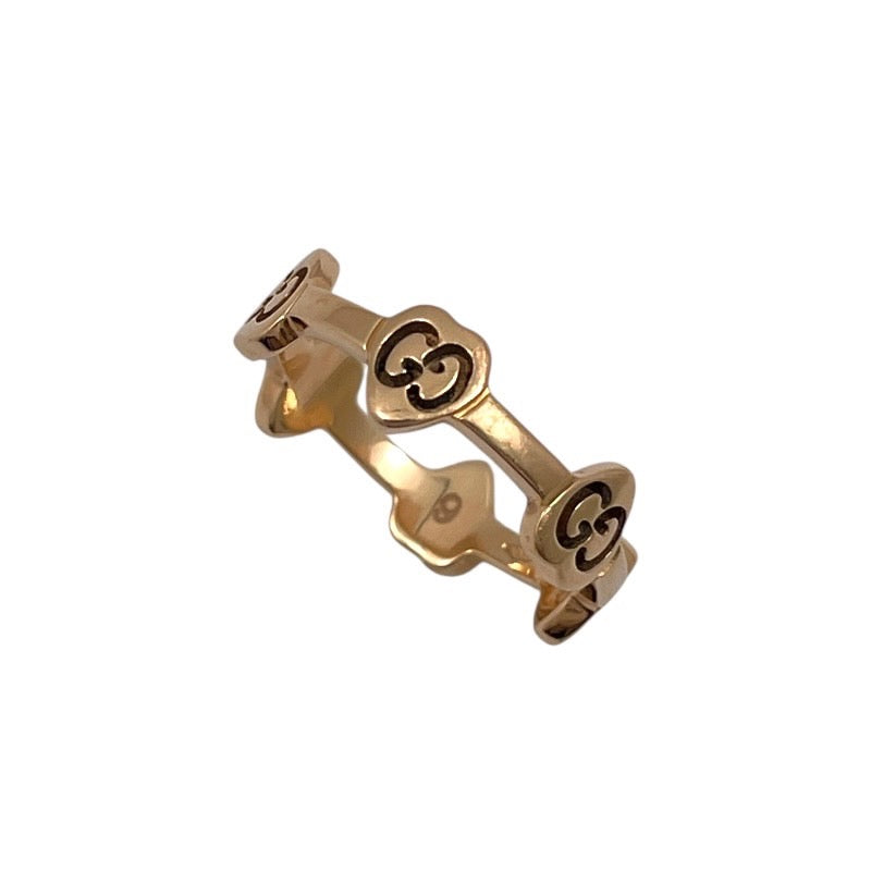 【中古】【GUCCI】グッチ GGハートステーションリング リング・指輪 K18ピンクゴールド レディース