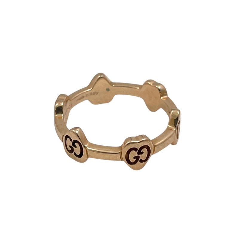 【中古】【GUCCI】グッチ GGハートステーションリング リング・指輪 K18ピンクゴールド レディース