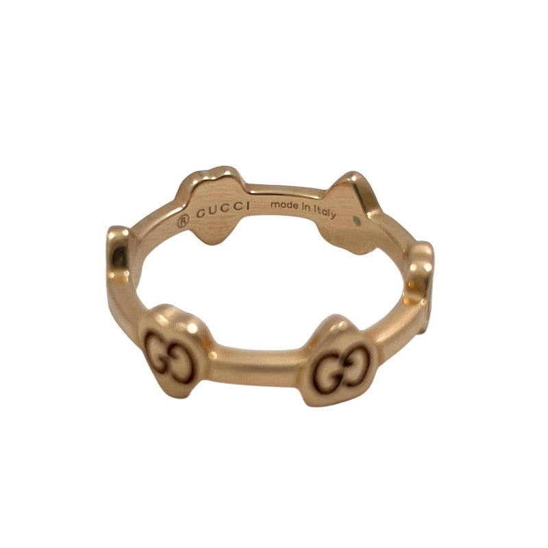【中古】【GUCCI】グッチ GGハートステーションリング リング・指輪 K18ピンクゴールド レディース