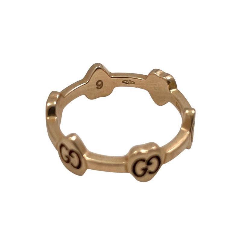 【中古】【GUCCI】グッチ GGハートステーションリング リング・指輪 K18ピンクゴールド レディース