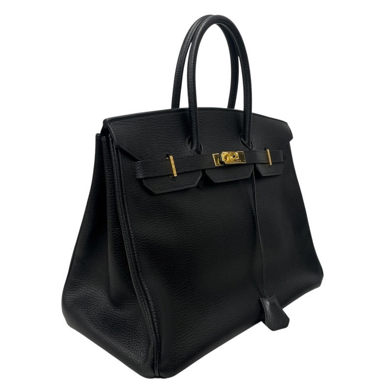 【HERMES】エルメス バーキン35 ハンドバッグ アルデンヌ レディース □E刻印 2001年製造 ブラック 黒 ゴールド金具