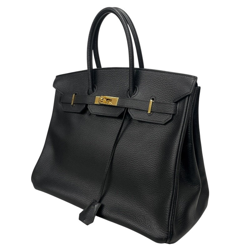 【HERMES】エルメス バーキン35 ハンドバッグ アルデンヌ レディース □E刻印 2001年製造 ブラック 黒 ゴールド金具