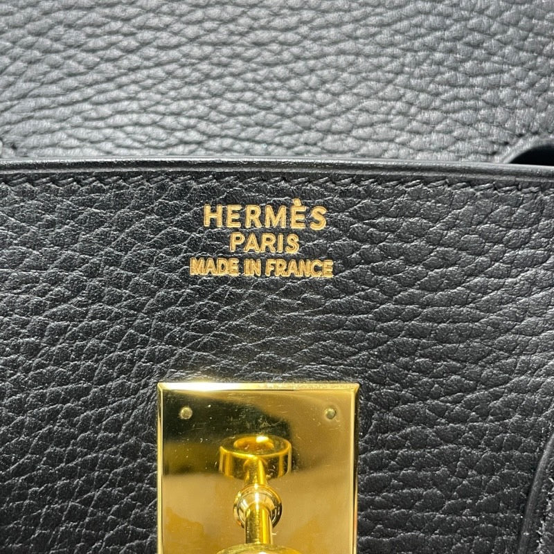 【HERMES】エルメス バーキン35 ハンドバッグ アルデンヌ レディース □E刻印 2001年製造 ブラック 黒 ゴールド金具