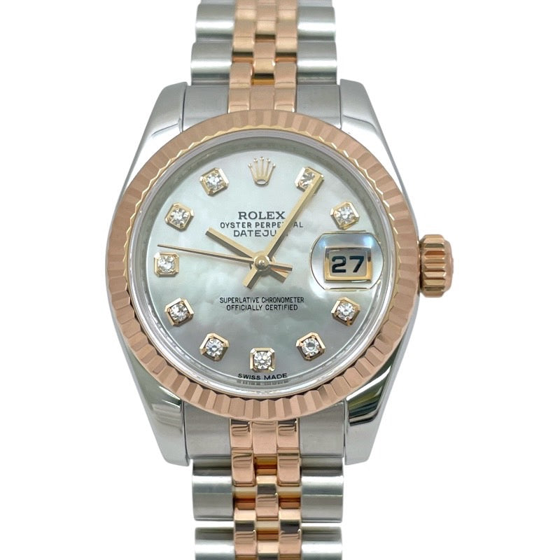 【ROLEX】ロレックス デイトジャスト 179171NG 腕時計 K18ピンクゴールド レディース G番 シェル 11Pダイヤモンド