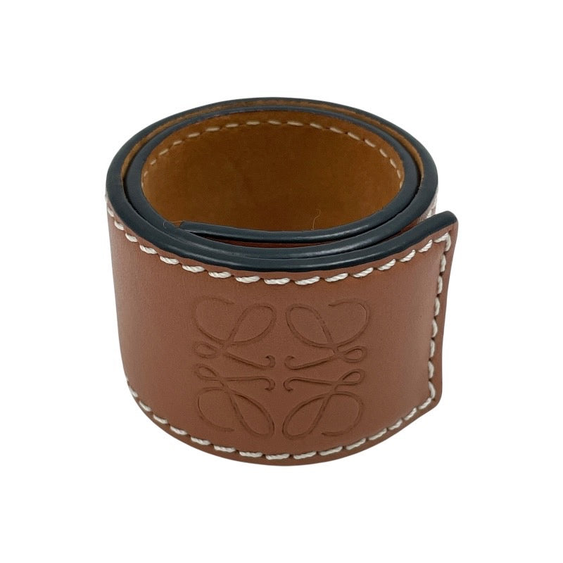 【LOEWE】ロエベ アナグラム スラップ スモール 119.19.336 ブレスレット レザー レディース ブラウン バングル