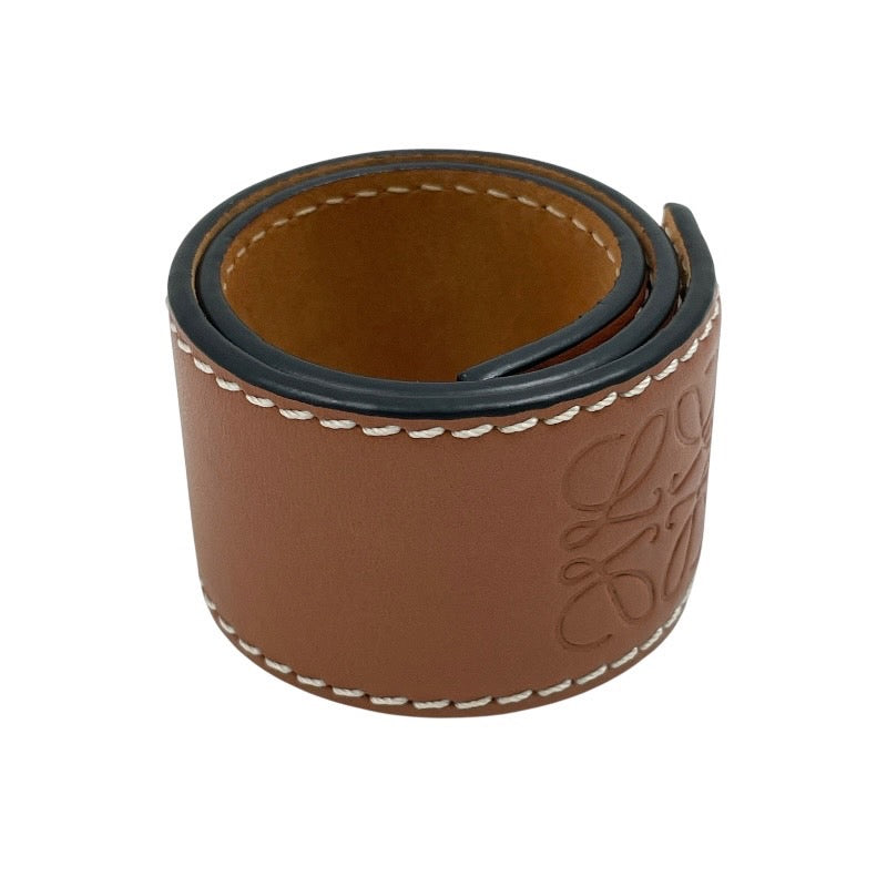 【LOEWE】ロエベ アナグラム スラップ スモール 119.19.336 ブレスレット レザー レディース ブラウン バングル