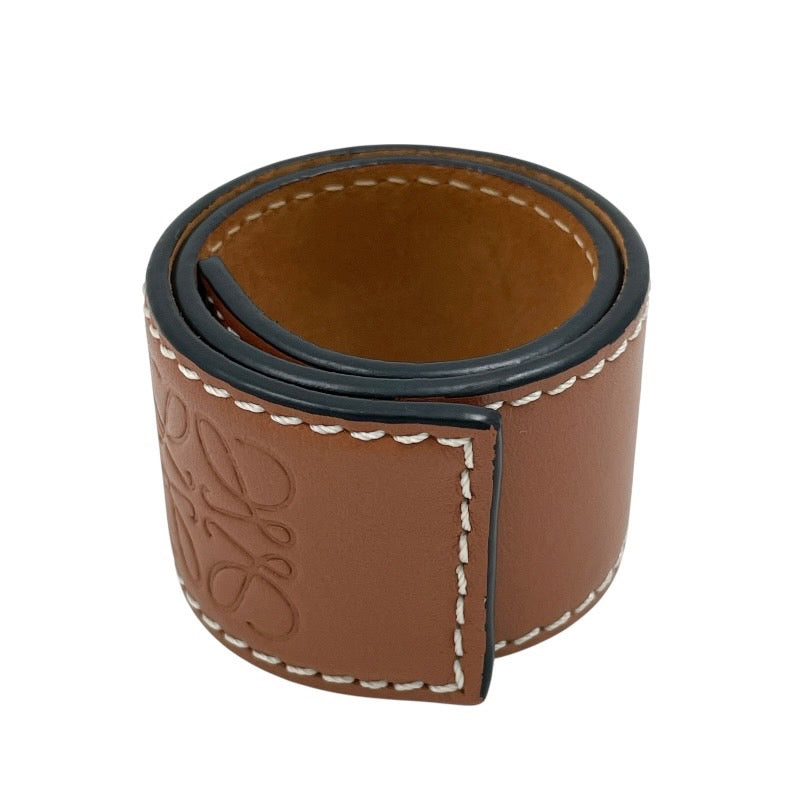 【LOEWE】ロエベ アナグラム スラップ スモール 119.19.336 ブレスレット レザー レディース ブラウン バングル