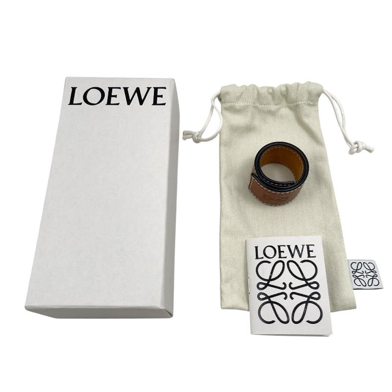 【LOEWE】ロエベ アナグラム スラップ スモール 119.19.336 ブレスレット レザー レディース ブラウン バングル