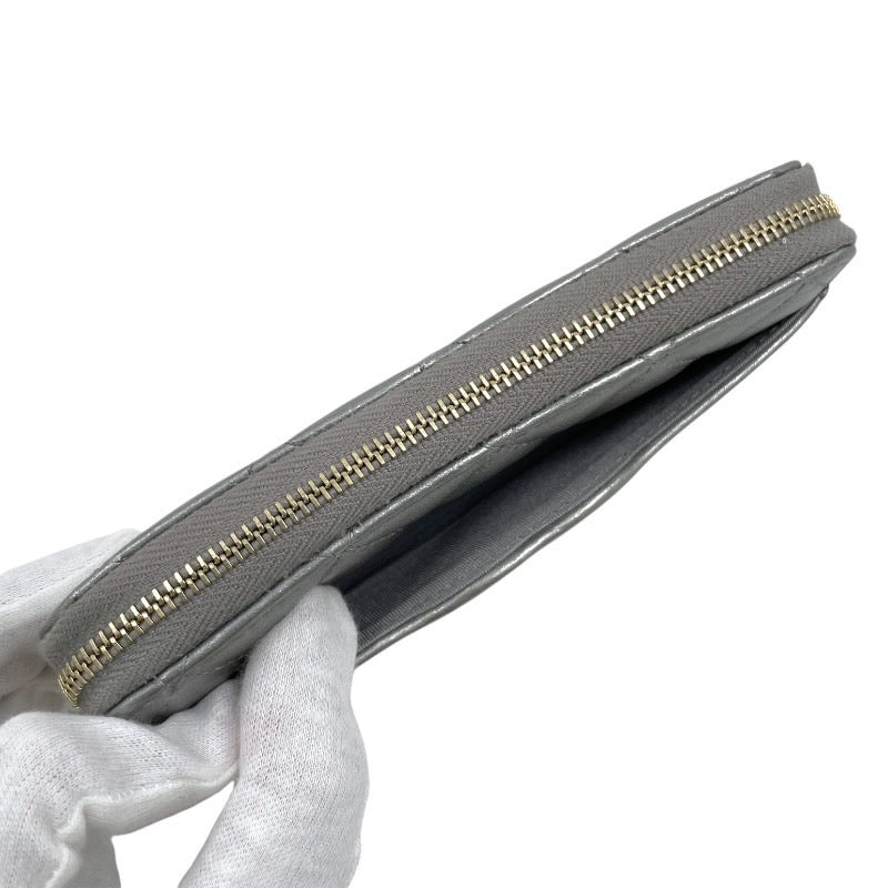 【CHANEL】シャネル スモール ジップアラウンドウォレット 長財布 レザー レディース シルバー ラウンドファスナー コインケース カードケース