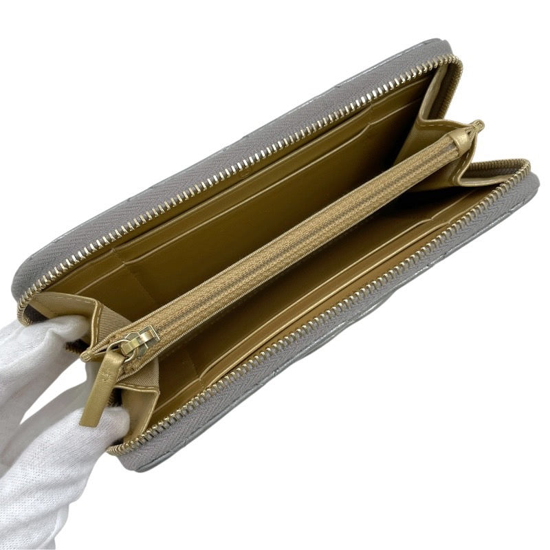 【CHANEL】シャネル スモール ジップアラウンドウォレット 長財布 レザー レディース シルバー ラウンドファスナー コインケース カードケース