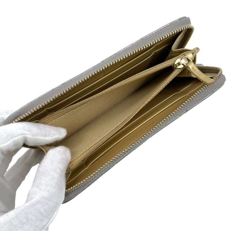 【CHANEL】シャネル スモール ジップアラウンドウォレット 長財布 レザー レディース シルバー ラウンドファスナー コインケース カードケース