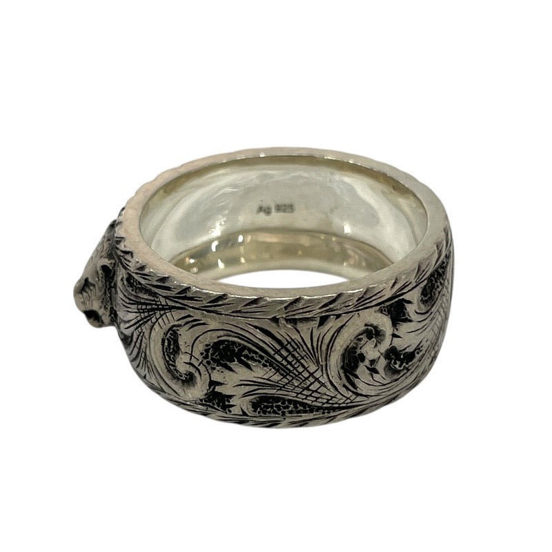 【GUCCI】グッチ キャットヘッド 433571 リング・指輪 シルバー925 メンズ 日本サイズ19号 アラベスク ガーデン インターロッキングG エイジングフィニッシュ