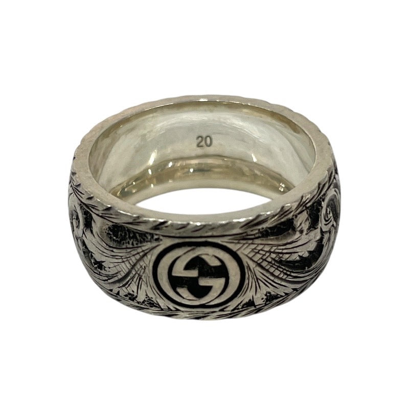 【GUCCI】グッチ キャットヘッド 433571 リング・指輪 シルバー925 メンズ 日本サイズ19号 アラベスク ガーデン インターロッキングG エイジングフィニッシュ