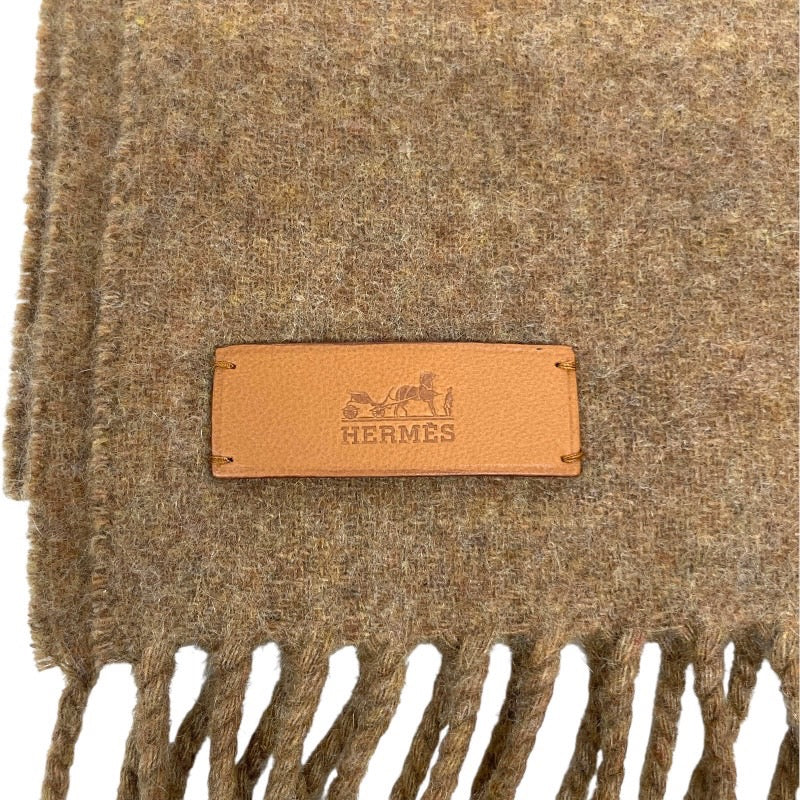 【HERMES】エルメス パッチワーク マフラー マフラー カシミヤ レディース ノアゼット 羊革 ブラウン 新品未使用品