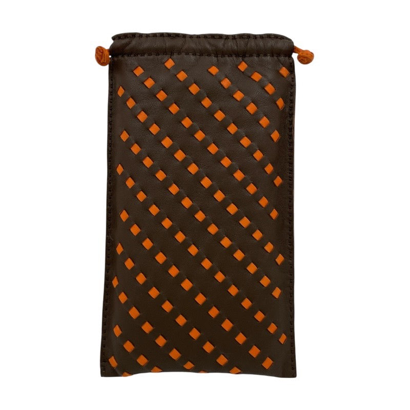 【HERMES】エルメス ポシェットピローPM ポーチ レザー レディース ブラウン オレンジ 巾着 眼鏡 メガネケース