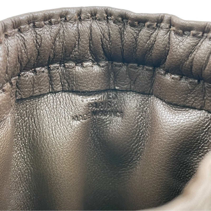 【HERMES】エルメス ポシェットピローPM ポーチ レザー レディース ブラウン オレンジ 巾着 眼鏡 メガネケース