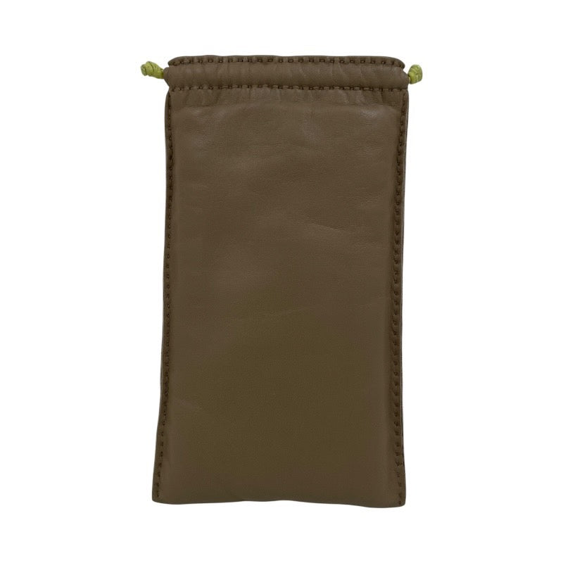 【HERMES】エルメス ポシェットピローPM ポーチ レザー レディース グレー グリーン 巾着 眼鏡 メガネケース