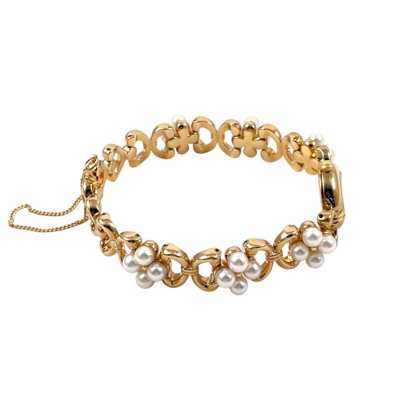 【MIKIMOTO】ミキモト パール ブレスレットウォッチ NNS-8015PF 腕時計 GP レディース クォーツ シェル文字盤 ベビーパール