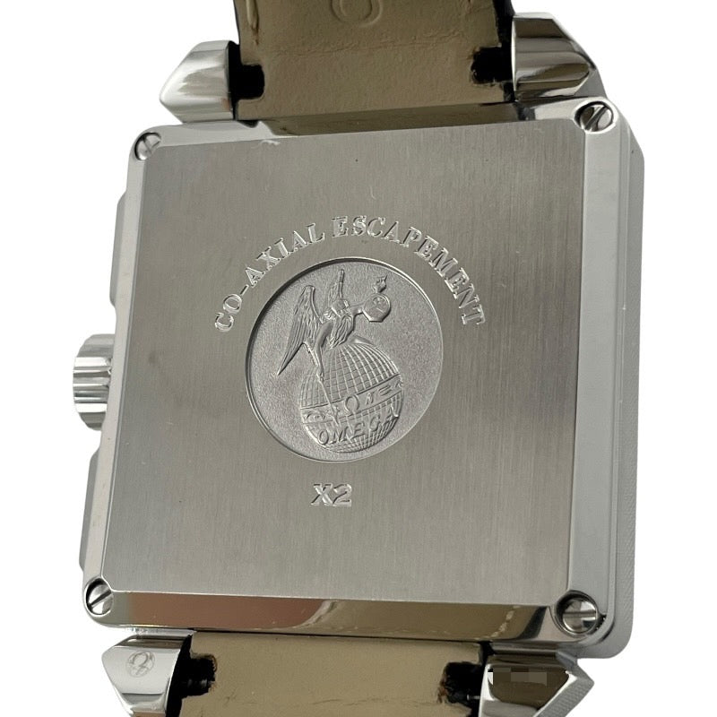 【OMEGA】オメガ デビル X2 クロノグラフ 423.13.37.50.01.001 腕時計 SS/レザー メンズ 自動巻き コーアクシャル 黒 ブラック