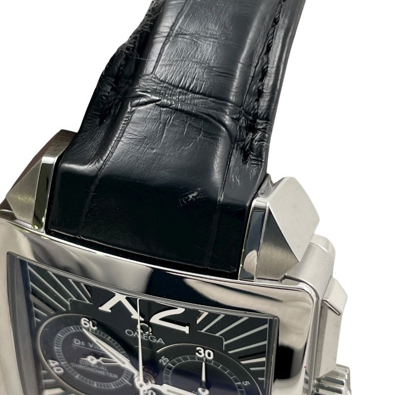 【OMEGA】オメガ デビル X2 クロノグラフ 423.13.37.50.01.001 腕時計 SS/レザー メンズ 自動巻き コーアクシャル 黒 ブラック