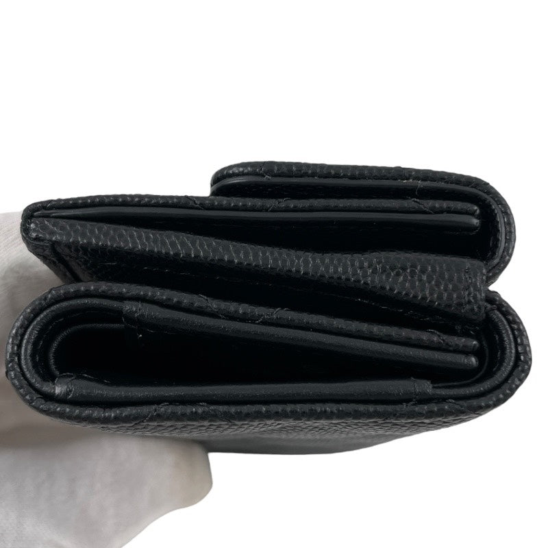 【CHANEL】シャネル コンパクトウォレット AP3518 三つ折り財布 レザー レディース キャビアスキン ランダムシール 黒 ブラック ココマーク