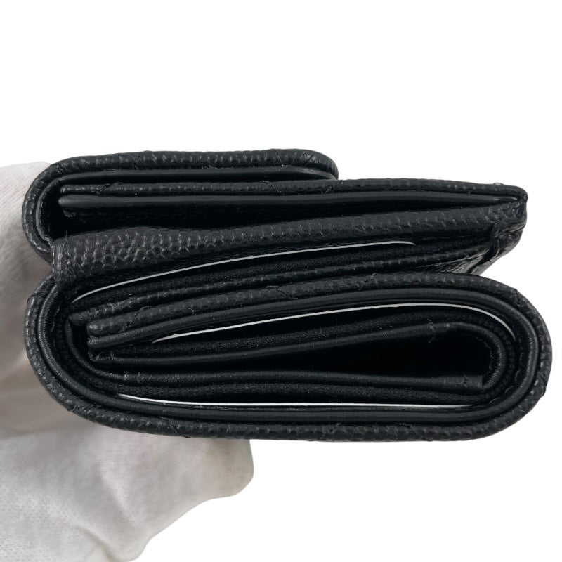 【CHANEL】シャネル コンパクトウォレット AP3518 三つ折り財布 レザー レディース キャビアスキン ランダムシール 黒 ブラック ココマーク