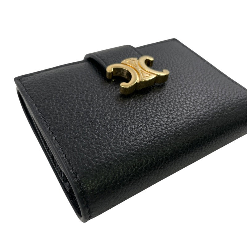 【CELINE】セリーヌ ファイン ストラップウォレット ニノ 10M963GHH.38NO 三つ折り財布 レザー レディース 黒 ブラック コンパクトウォレット