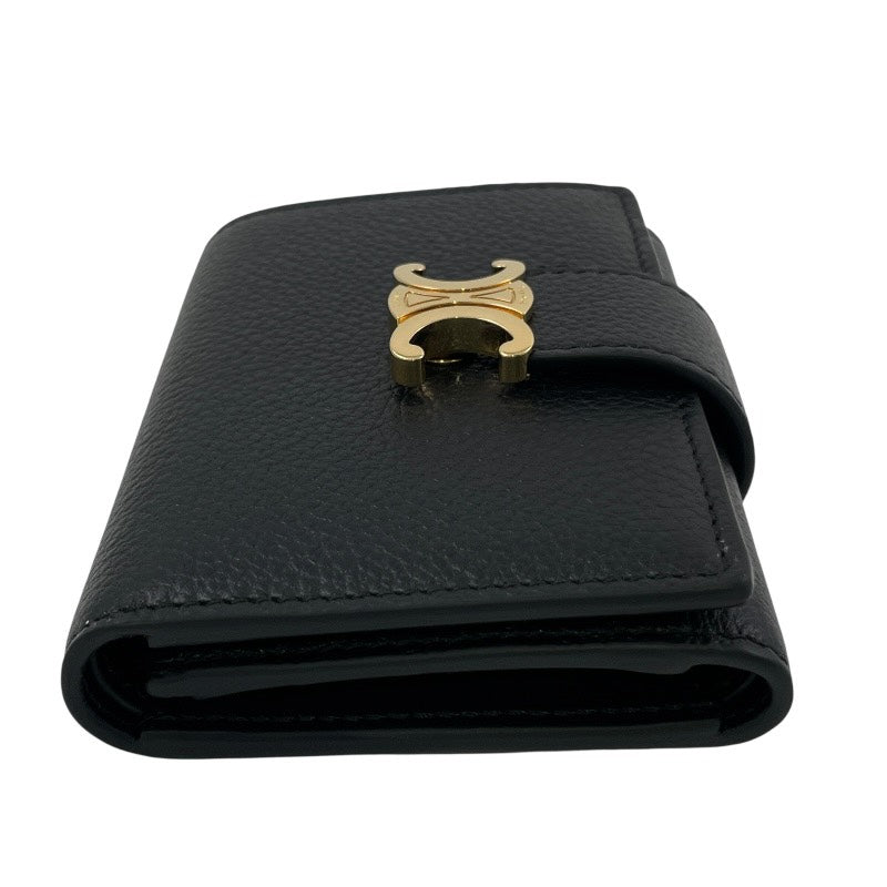 【CELINE】セリーヌ ファイン ストラップウォレット ニノ 10M963GHH.38NO 三つ折り財布 レザー レディース 黒 ブラック コンパクトウォレット