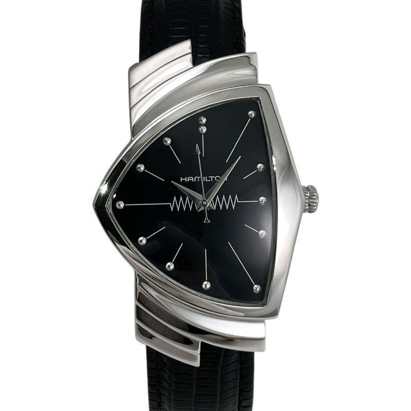 【HAMILTON】ハミルトン ベンチュラ H24211732 (H244112) 腕時計 SS/レザー メンズ クォーツ 黒文字盤 ブラック