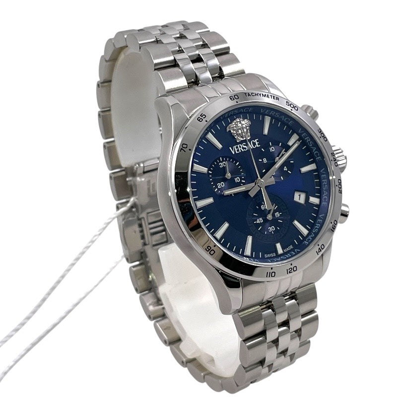 【VERSACE】ヴェルサーチ ヘレニウム クロノグラフ VECFA0124 腕時計 ステンレススチール メンズ クォーツ 青文字盤 ブルー