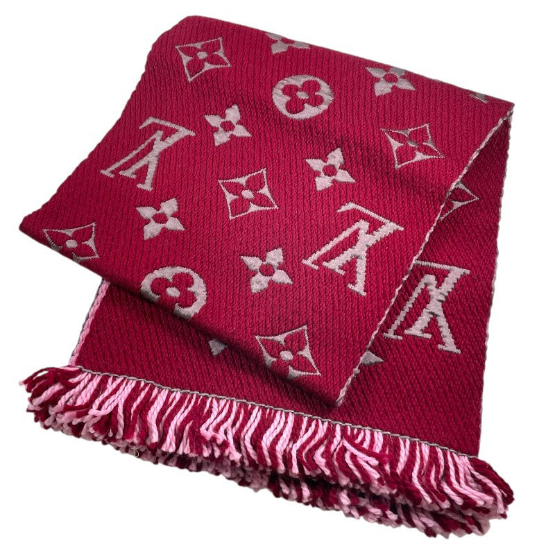 【LOUIS VUITTON】ルイ・ヴィトン エシャルプ ロゴマニア デュオ M73887 マフラー レディース 新品未使用品 赤 ボルドー ピンク ウール シルク