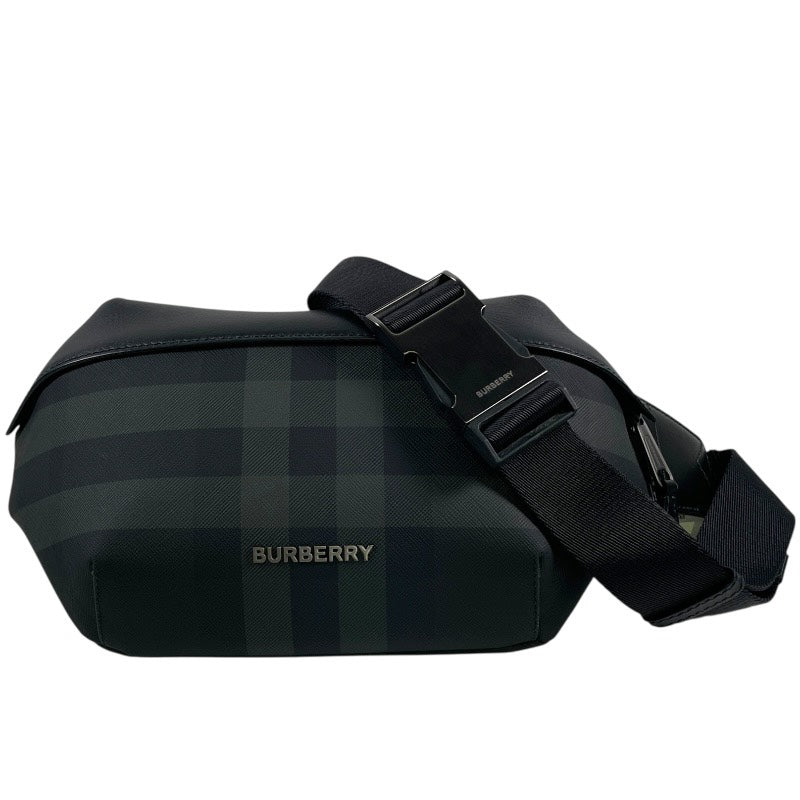 【BURBERRY】バーバリー ウエストバッグ 80673981 ウエストバッグ レザー メンズ チェック柄 ブラック ボディ ショルダー