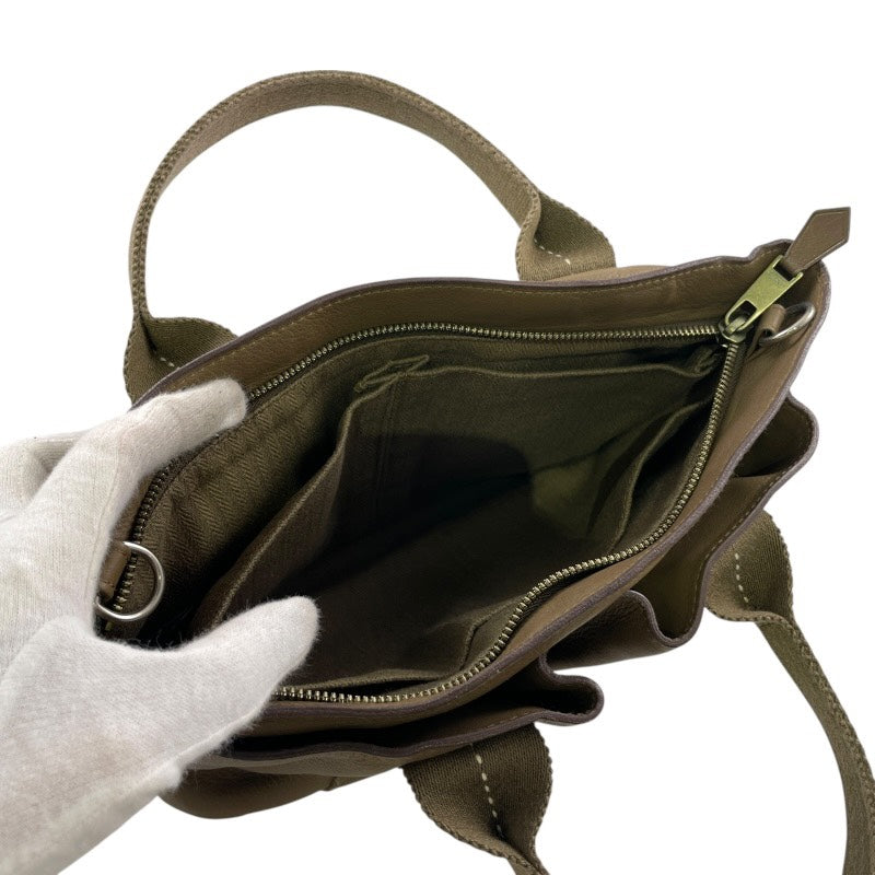 【HERMES】エルメス キャラバンホリゾンタルPM ハンドバッグ レザー レディース カーキ 2WAY ショルダー メンズ