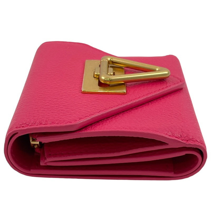 【BOTTEGAVENETA】ボッテガヴェネタ サンジェルマン ミニウォレット 666949V12M1 三つ折り財布 レザー レディース ピンク トライアングル