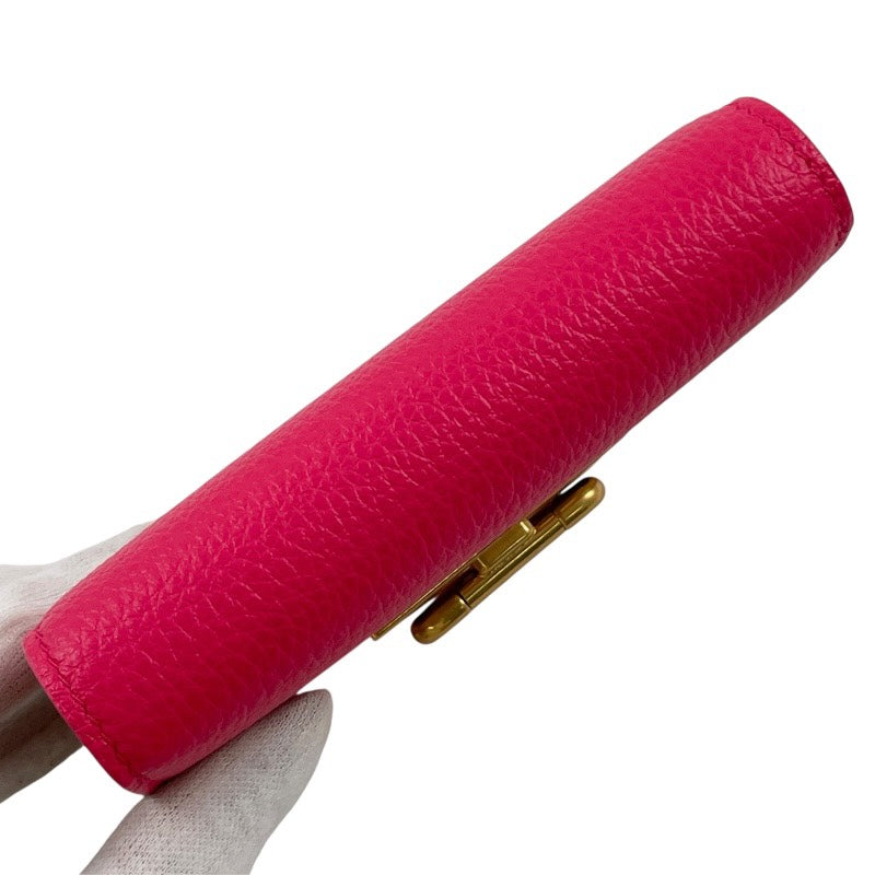 【BOTTEGAVENETA】ボッテガヴェネタ サンジェルマン ミニウォレット 666949V12M1 三つ折り財布 レザー レディース ピンク トライアングル