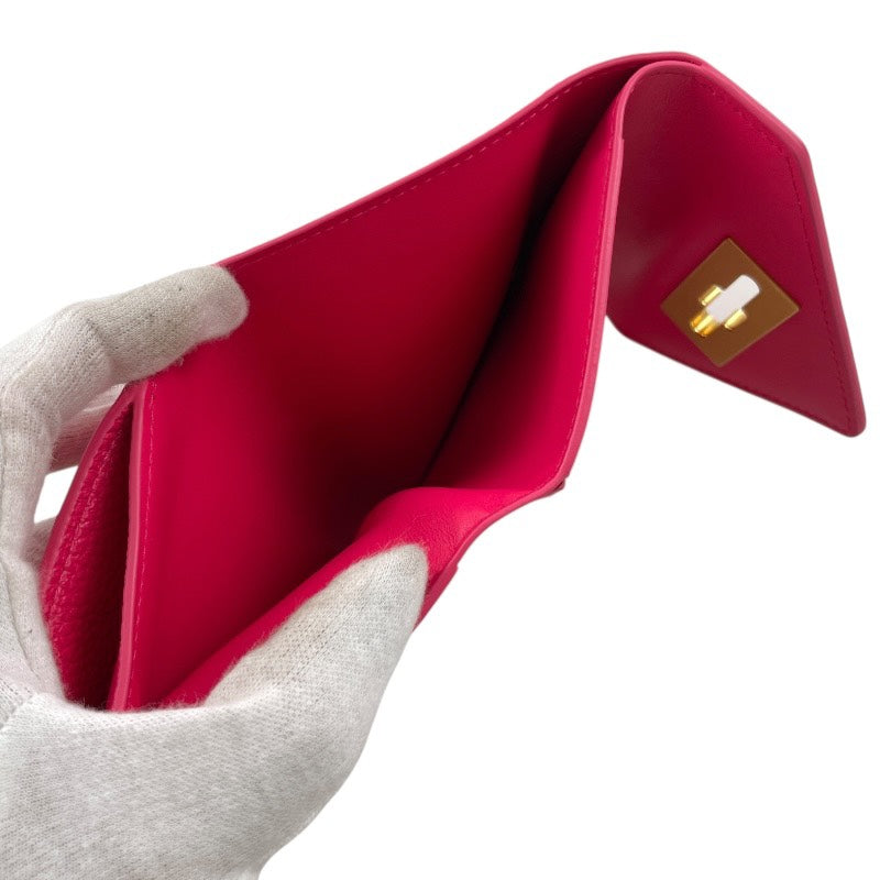 【BOTTEGAVENETA】ボッテガヴェネタ サンジェルマン ミニウォレット 666949V12M1 三つ折り財布 レザー レディース ピンク トライアングル