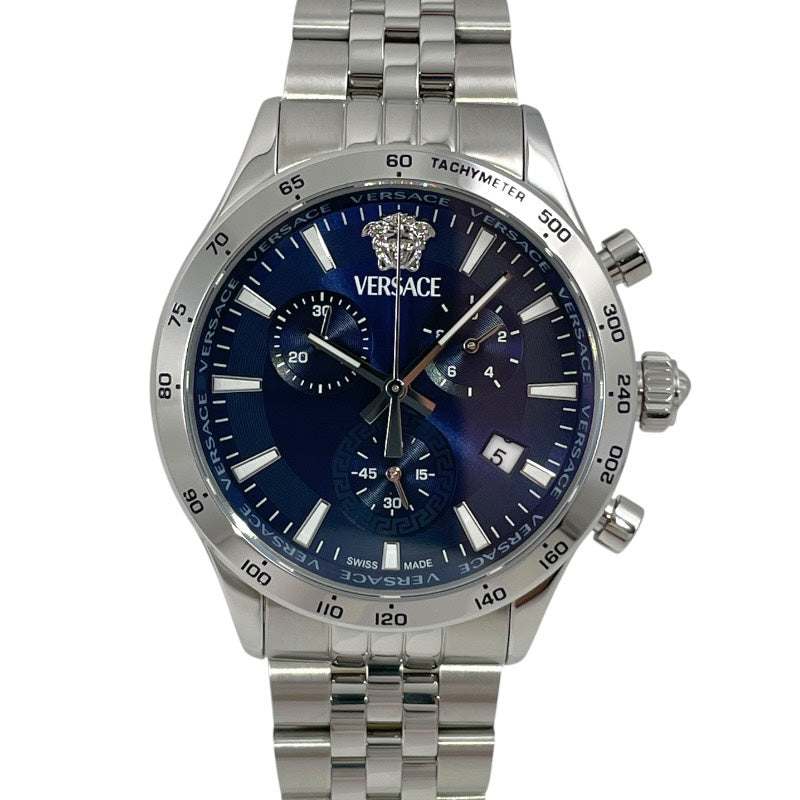 【VERSACE】ヴェルサーチ ヘレニウム クロノグラフ VECFA0124 腕時計 ステンレススチール メンズ クォーツ 青文字盤 ブルー