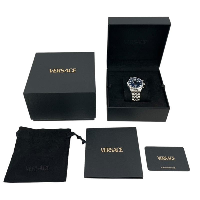 【VERSACE】ヴェルサーチ ヘレニウム クロノグラフ VECFA0124 腕時計 ステンレススチール メンズ クォーツ 青文字盤 ブルー