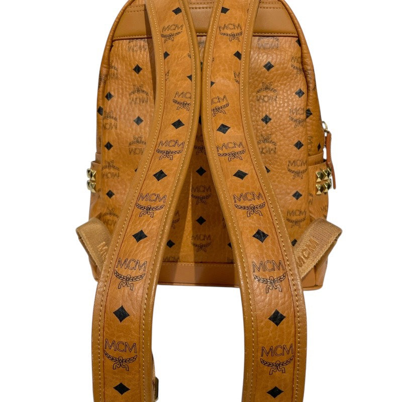 【MCM】エム・シー・エム スターク サイドスタッズ バックパック MMK7AVE99CO001 リュック・デイパック レザー メンズ ヴィセトス ブラウン レディース