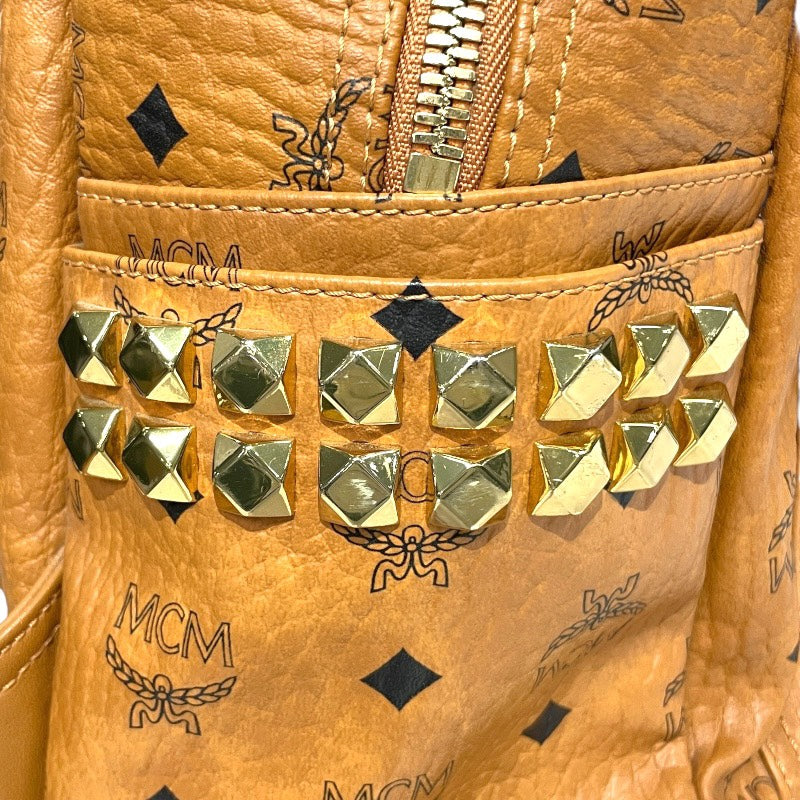 【MCM】エム・シー・エム スターク サイドスタッズ バックパック MMK7AVE99CO001 リュック・デイパック レザー メンズ ヴィセトス ブラウン レディース
