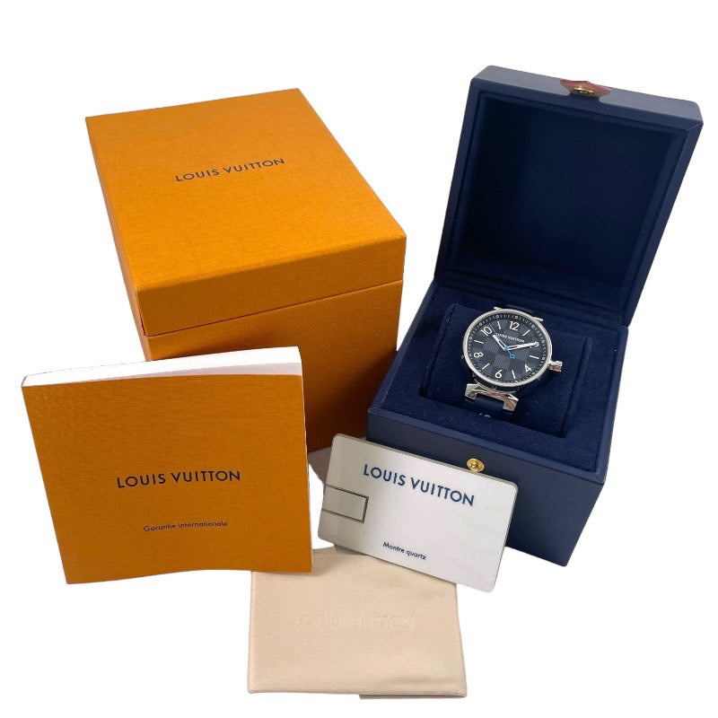 LOUIS VUITTON ルイ・ヴィトン タンブールGM QA073Z 腕時計 ステンレス ダミエグラフィット クオーツ ダミエグラフィット文字盤【中古】 メンズ