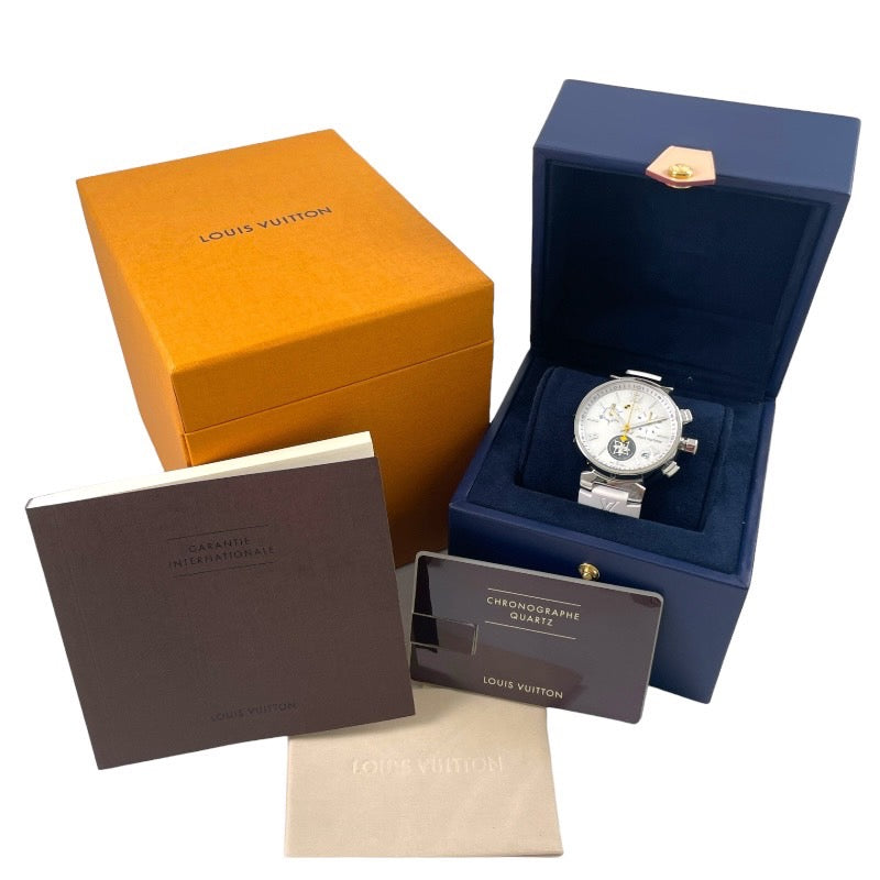 【LOUIS VUITTON】ルイ・ヴィトン タンブール Q11BA 腕時計 ステンレスユニセックス ラブリーカップ クロノグラフ