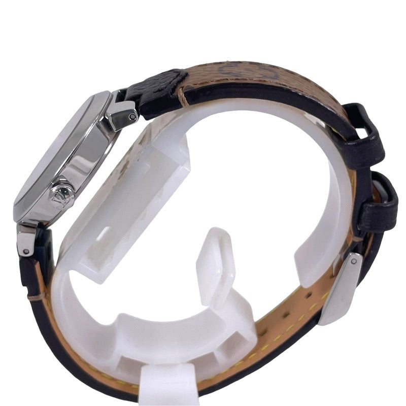 LOUIS VUITTON ルイ・ヴィトン タンブール スリム 8Pダイヤ Q12MG 腕時計 ステンレス シルバー クオーツ シルバー文字盤【中古】 レディース