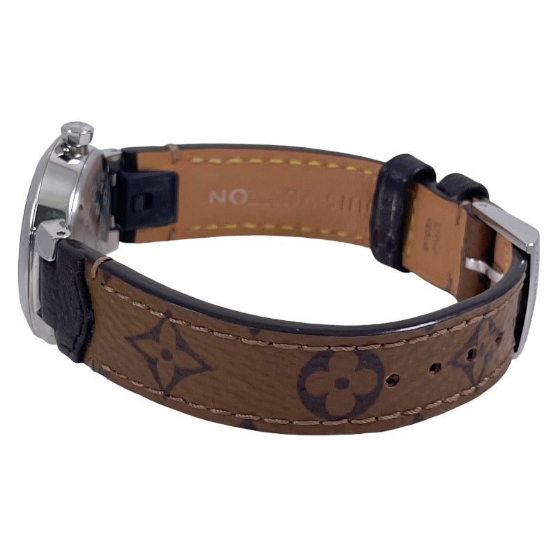 LOUIS VUITTON ルイ・ヴィトン タンブール スリム 8Pダイヤ Q12MG 腕時計 ステンレス シルバー クオーツ シルバー文字盤【中古】 レディース