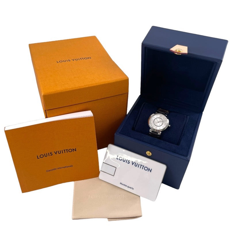 LOUIS VUITTON ルイ・ヴィトン タンブール スリム 8Pダイヤ Q12MG 腕時計 ステンレス シルバー クオーツ シルバー文字盤【中古】 レディース